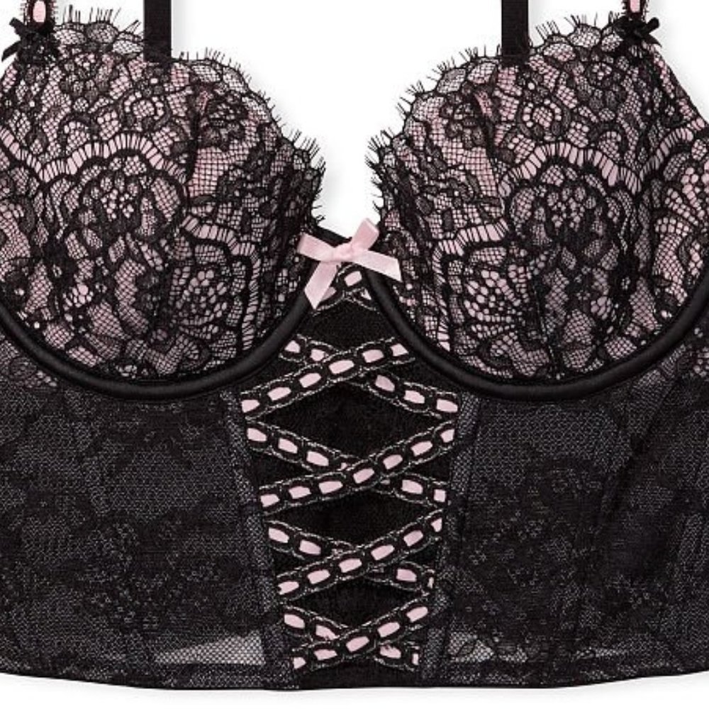 32DD/34DD VS DREAM ANGELS Lightly-Lined Heritage Ribbon Slot Bra Top "S-DD" NWT - Picture 6 of 8